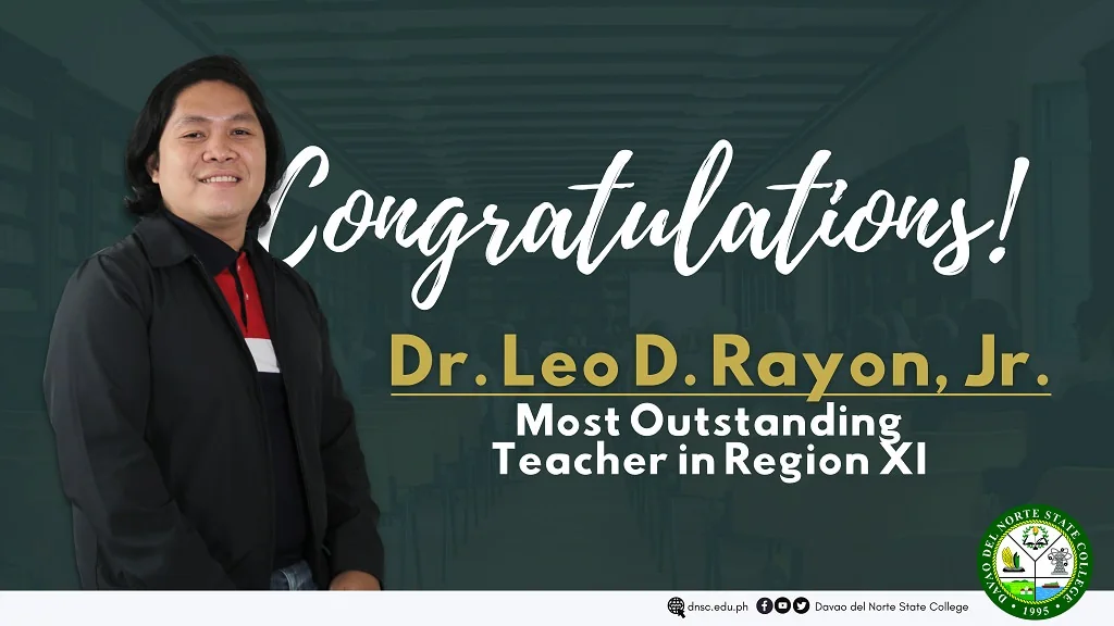 Dr. Leo D. Rayon Jr. receiving his regional Most Outstanding Teacher recognition