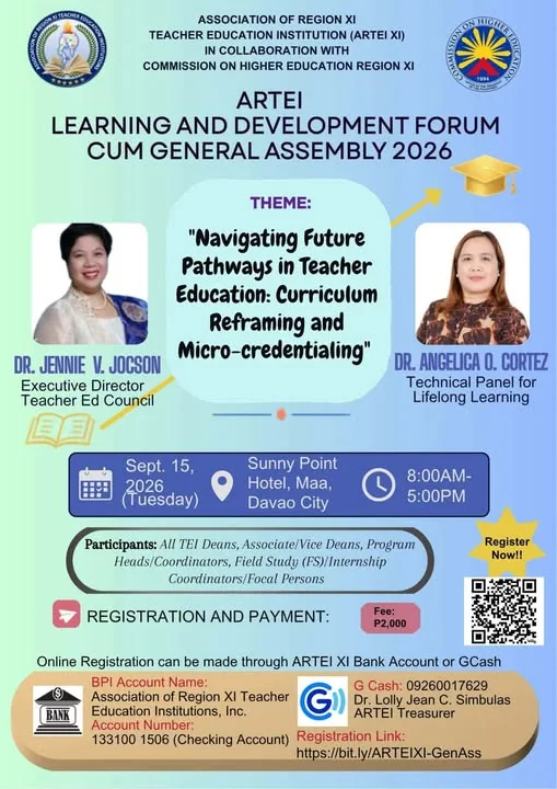 Official poster for the ARTEI XI Learning and Development Forum and General Assembly 2026
